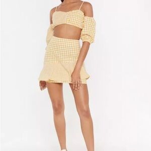 Square to Next Gingham Ruffle Skirt